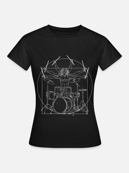 Drums Da Vinci - Cadeau de batteur de roche vitruvienne - T-shirt Femme - noir