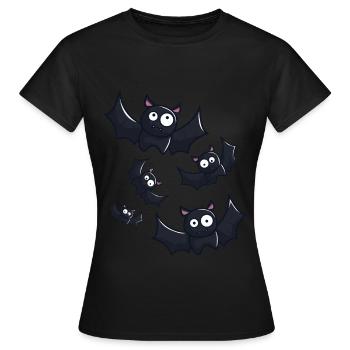Ein Schwarm Fledermäuse zu Halloween - Frauen T-Shirt - Schwarz - Vorne - AI Model Female 172 dark (172cm)