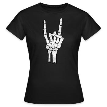 Skeleton Hand Rock Metal Sign - T-shirt Femme - noir - Devant - AI Model Female 172 dark (172cm)
