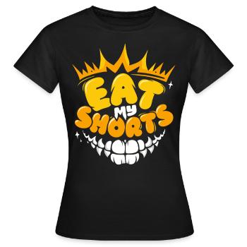 Eat my shorts funny short Video with Teeth mouth - Frauen T-Shirt - Schwarz - Vorne - AI Model Female 172 dark (172cm)