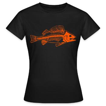 Arête de poisson rouge, perche fraîche comme os Deisgn - T-shirt Femme - noir - Devant - AI Model Female 172 dark (172cm)
