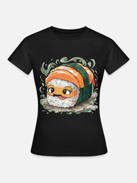 Niedliche Sushi Fisch Reis Japanisches Essen - Frauen T-Shirt - Schwarz