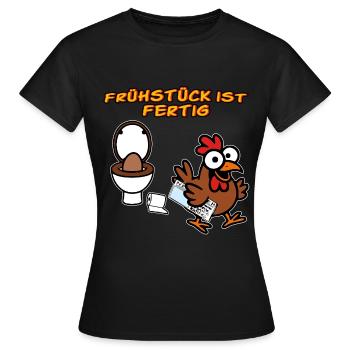 Huhn macht Frühstück Lustige Hühner - Frauen T-Shirt - Schwarz - Vorne - AI Model Female 172 dark (172cm)