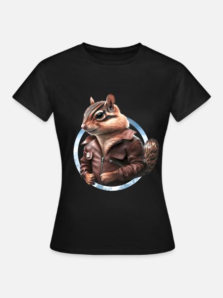 Streifenhörnchen Flugkapitän Lederjacke Pilot - Frauen T-Shirt - Schwarz
