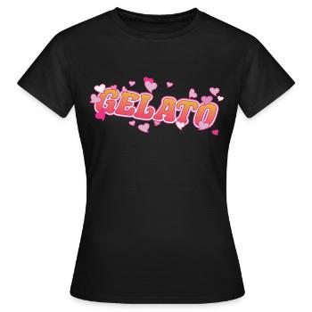 Cooles Gelato mit rosa Herzen Design - Frauen T-Shirt - Schwarz - Vorne - AI Model Female 172 dark (172cm)