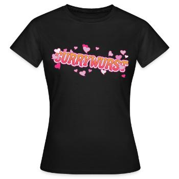 Currywurst cool avec motif de cœurs roses - T-shirt Femme - noir - Devant - AI Model Female 172 dark (172cm)