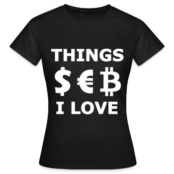 Dollar Euro und Bitcoin - Frauen T-Shirt - Schwarz - Vorne - AI Model Female 172 dark (172cm)