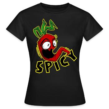 Lustige Chili. SPICY. Comic Chilischote - Frauen T-Shirt - Schwarz - Vorne - AI Model Female 172 dark (172cm)