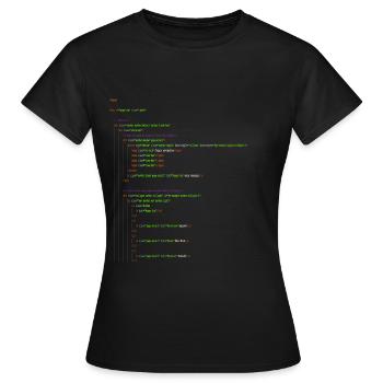 Html Programieren. Homepage Nerd Shirt - Frauen T-Shirt - Schwarz - Vorne - AI Model Female 172 dark (172cm)