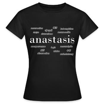 Anastasis: Resurrection in 16 languages Christian - Women's T-Shirt - black - Front - AI Model Female 172 dark (172cm)