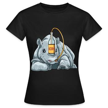 Lustiges Nashorn mit Korn - Frauen T-Shirt - Schwarz - Vorne - AI Model Female 172 dark (172cm)
