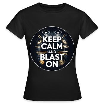Drummer Schlagzeuger T-Shirt Blast Beats Drumming - Frauen T-Shirt - Schwarz - Vorne - AI Model Female 172 dark (172cm)