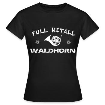 Volksmusik fm Waldhorn - Frauen T-Shirt - Schwarz - Vorne - AI Model Female 172 dark (172cm)