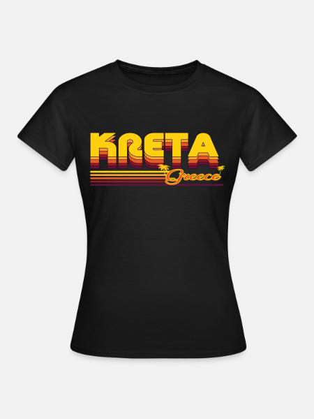 Kreta: Sommerliches Retro-Design - Frauen T-Shirt - Schwarz