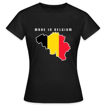 Made in Belgium Geboren die Fußballfahne meines Landes - Frauen T-Shirt - Schwarz - Vorne - AI Model Female 172 dark (172cm)