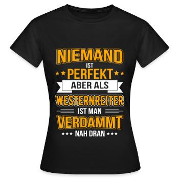 Western rider Westernreiter horse equitation - Women's T-Shirt - black - Front - AI Model Female 172 dark (172cm)
