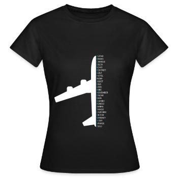 Contrôleur de la circulation aérienne pilote alphabet phonétique - T-shirt Femme - noir - Devant - AI Model Female 172 dark (172cm)