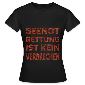 Seenotrettung ist kein Verbrechen - Frauen T-Shirt - Schwarz - Vorne - AI Model Female 172 dark (172cm)