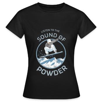 Snowboarder powder design - Women's T-Shirt - black - Front - AI Model Female 172 dark (172cm)