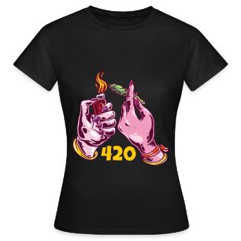 Weed Hand Joint für Haschisch florist 420 - Frauen T-Shirt - Schwarz - Vorne - AI Model Female 172 dark (172cm)