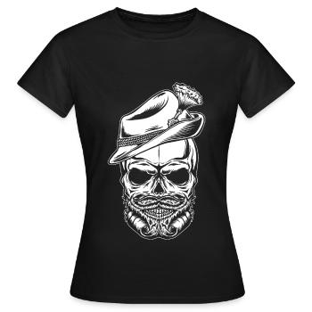 Grantler Granteln skull with beard Gamsbart - Women's T-Shirt - black - Front - AI Model Female 172 dark (172cm)