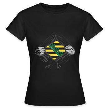 Armoiries de Saxe pour la fière Allemagne de l'Est de Saxe - T-shirt Femme - noir - Devant - AI Model Female 172 dark (172cm)