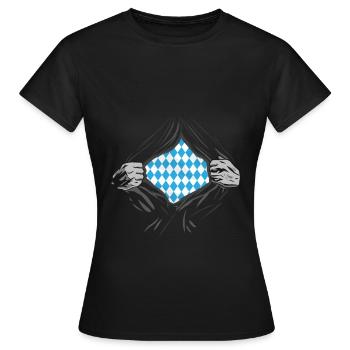 Bayern Wappen stolzer Bayer Blauweiß Bayern Karo - T-shirt Femme - noir - Devant - AI Model Female 172 dark (172cm)