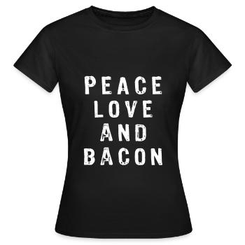 Amour de paix et bacon - T-shirt Femme - noir - Devant - AI Model Female 172 dark (172cm)
