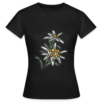Edelweiss Blume Alpen Berge - Frauen T-Shirt - Schwarz - Vorne - AI Model Female 172 dark (172cm)