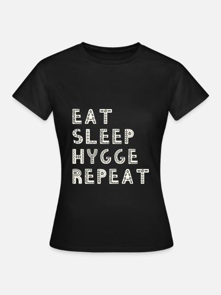 Hygge Hyggelig Skandinavien Eat Sleep - Dame-T-shirt - sort