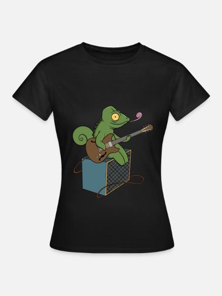 Chameleon guitar music reptile lizard - Women's T-Shirt - black