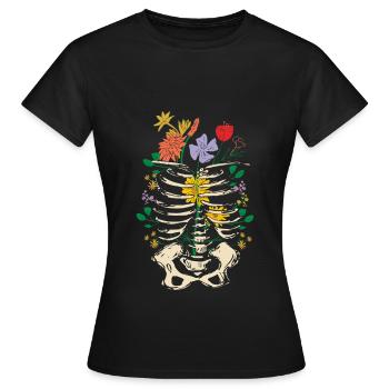 Gothic Skeleton Flowers Gothic Aesthetic - Women's T-Shirt - black - Front - AI Model Female 172 dark (172cm)