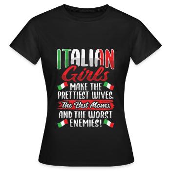Funny Italian Girl Italian - Women's T-Shirt - black - Front - AI Model Female 172 dark (172cm)