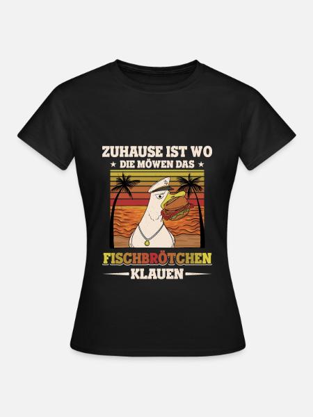 Fischbrötchen Möwe Norddeutsch - Frauen T-Shirt - Schwarz