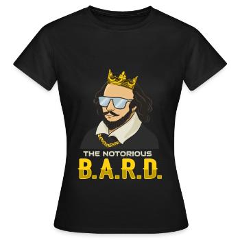 William Shakespeare avec couronne - T-shirt Femme - noir - Devant - AI Model Female 172 dark (172cm)