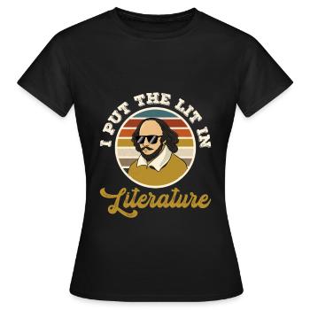J’ai mis la lumière dans la littérature Shakespeare - T-shirt Femme - noir - Devant - AI Model Female 172 dark (172cm)