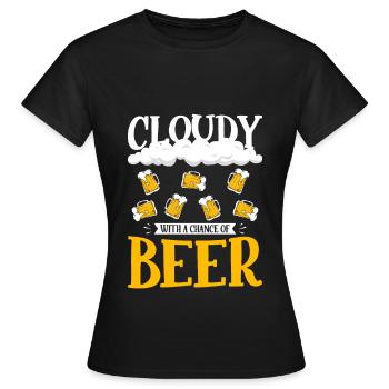 Nuageux avec une chance pour la conception de la bière - T-shirt Femme - noir - Devant - AI Model Female 172 dark (172cm)