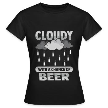 Nuageux avec une chance pour la conception de la bière - T-shirt Femme - noir - Devant - AI Model Female 172 dark (172cm)