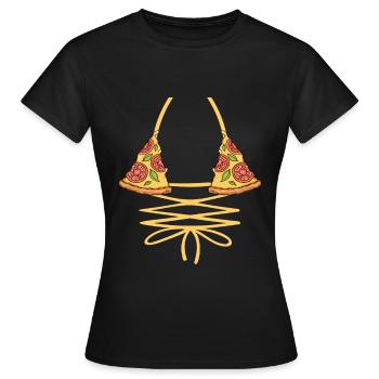 Pizza Bikini - Frauen T-Shirt - Schwarz - Vorne - AI Model Female 172 dark (172cm)
