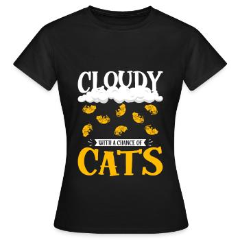 Nuageux avec une chance de conception de chat - T-shirt Femme - noir - Devant - AI Model Female 172 dark (172cm)