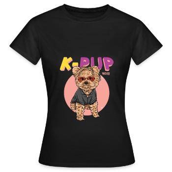 K Pop Chien Pop coréenne - T-shirt Femme - noir - Devant - AI Model Female 172 dark (172cm)