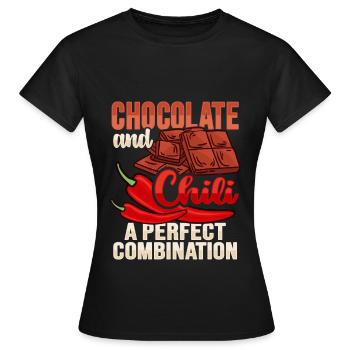 Chili chocolate design for a chili lover - Women's T-Shirt - black - Front - AI Model Female 172 dark (172cm)