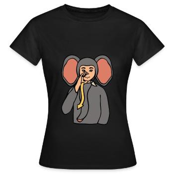 Elephant ASL Gestes de la main Perte auditive sourde - T-shirt Femme - noir - Devant - AI Model Female 172 dark (172cm)