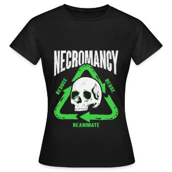 Undead necromancer recycling design for a - Women's T-Shirt - black - Front - AI Model Female 172 dark (172cm)