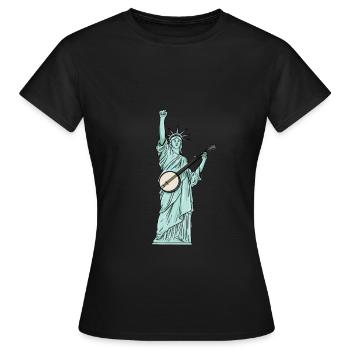 Freiheitsstatue Banjo-Musiker Design für Bluegrass - Frauen T-Shirt - Schwarz - Vorne - AI Model Female 172 dark (172cm)