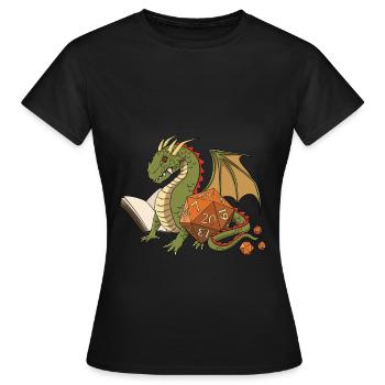 RPG Dragon D20 Cube Design pour un RPG GAMER - T-shirt Femme - noir - Devant - AI Model Female 172 dark (172cm)