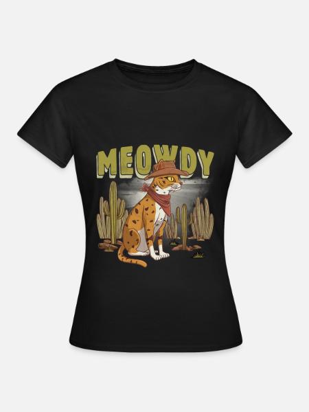 Katze Design Meowdy Katze - Frauen T-Shirt - Schwarz