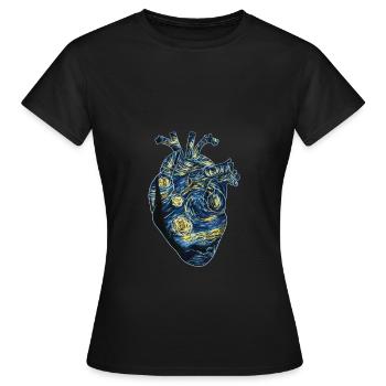 Cœur anatomique dans le style du Stary de Van Gogh - T-shirt Femme - noir - Devant - AI Model Female 172 dark (172cm)
