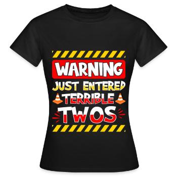 Avertissement de l’apparition des terribles jumeaux - T-shirt Femme - noir - Devant - AI Model Female 172 dark (172cm)