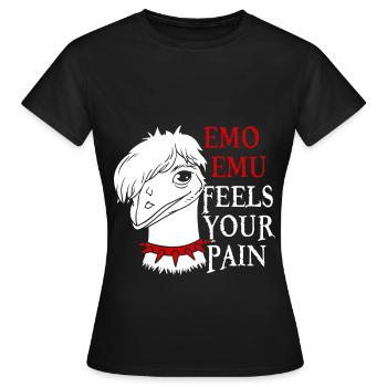 Emo Boy Emo Girl Emu Bird Emocore Punk Ästhetik - Frauen T-Shirt - Schwarz - Vorne - AI Model Female 172 dark (172cm)